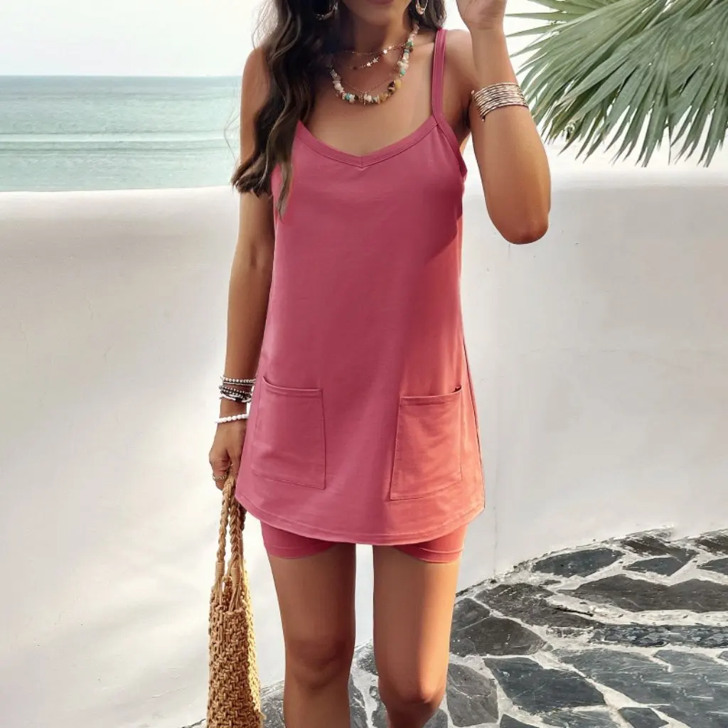 Kaikuo весна лето повседневный темпераментный однотонный костюм на бретельках женская мода экспорт в Европу и Америку
Kaikuo весна лето повседневный темпераментный однотонный костюм на бретельках женская мода экспорт в Европу и Америку