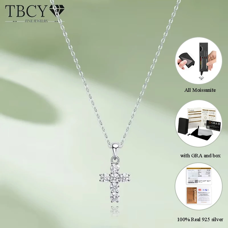 TBCYD D Color Moissanite Cross Pendant For Women 18k White Gold Plated S925 Sterling Silver Necklace Chain Wedding Fine Jewelry
TBCYD D Color Moissanite Cross Pendant For Women 18k White Gold Plated S925 Sterling Silver Necklace Chain Wedding Fine Jewelry
