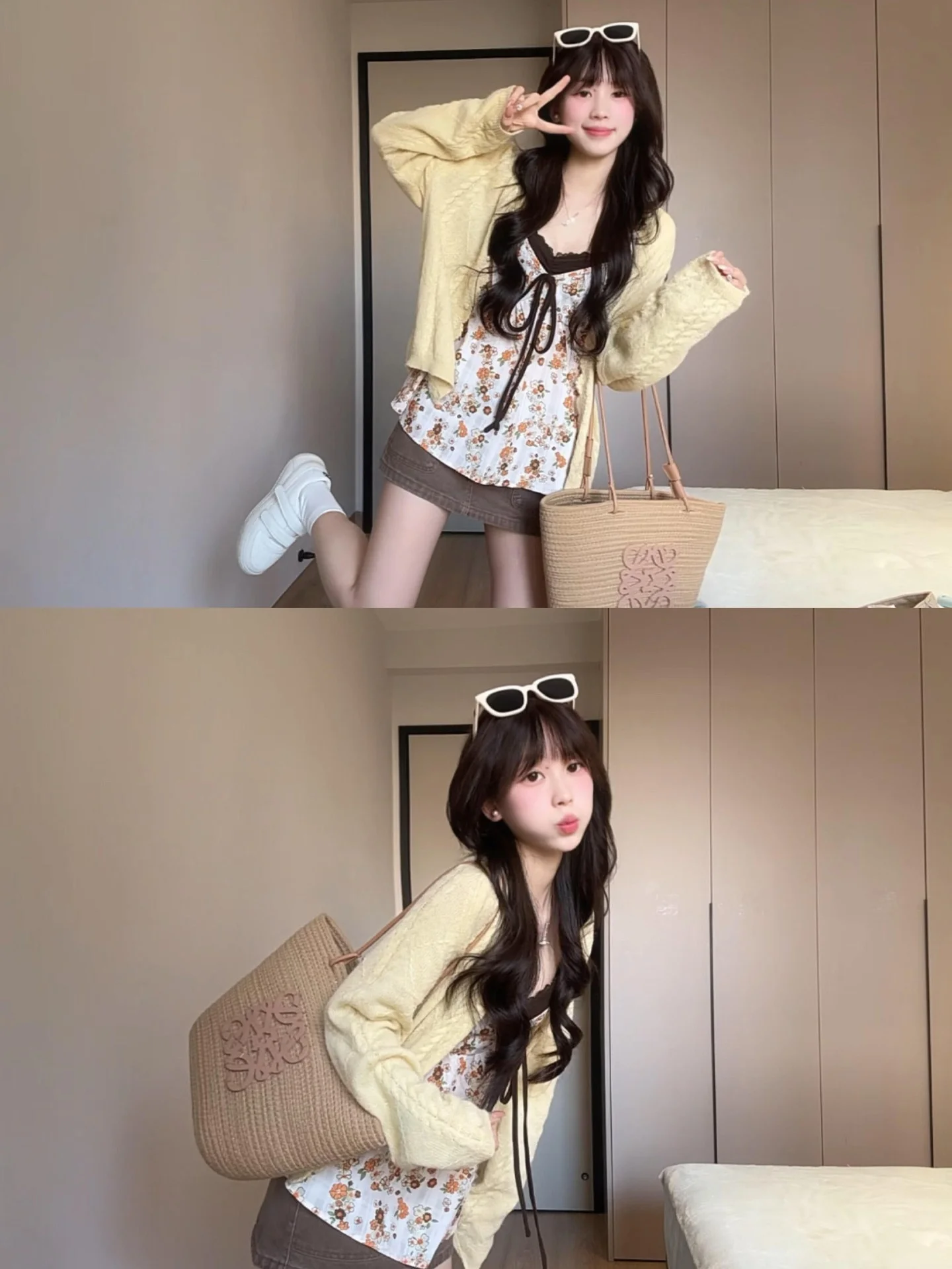 Spring New Arrival Women's Floral Lace-Up Knitted Cardigan And Top Two-Piece Set Sweet Sle Polyester Fiber Long Sve
Spring New Arrival Women's Floral Lace-Up Knitted Cardigan And Top Two-Piece Set Sweet Sle Polyester Fiber Long Sve