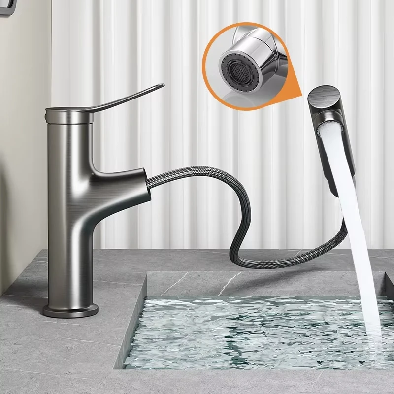 Pull Out Bathroom Sink Tap, 3 Spray Modes, Solid Brass, PVD Coating, Single Lever Mixer, Retractable Hose for Bathroom Vanity
Pull Out Bathroom Sink Tap, 3 Spray Modes, Solid Brass, PVD Coating, Single Lever Mixer, Retractable Hose for Bathroom Vanity