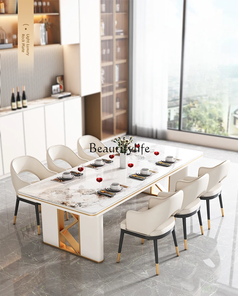 Cream Style Light Luxury Bright Stone Plate Restaurant Home Dining Tables and Chairs Set Modern Minimalist Dining Table
Cream Style Light Luxury Bright Stone Plate Restaurant Home Dining Tables and Chairs Set Modern Minimalist Dining Table