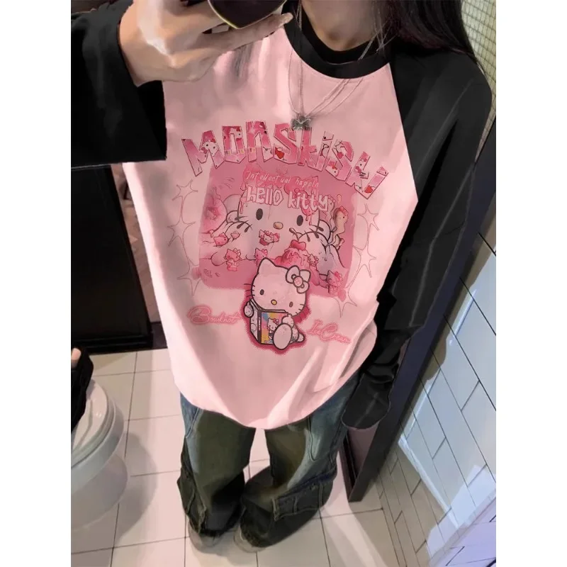 Hello Kitty T-shirt Miniso Pure Cotton Lovely Color Collision Splicing Together Long Sleeves Loose Sweet Simplicity Niche Tops
Hello Kitty T-shirt Miniso Pure Cotton Lovely Color Collision Splicing Together Long Sleeves Loose Sweet Simplicity Niche Tops