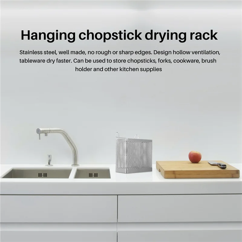 ABWP-4X Stainless Steel Chopsticks Holder Hanging Cutlery Drying Basket Tableware Drainer With Hooks Kitchen Utensil(A)
ABWP-4X Stainless Steel Chopsticks Holder Hanging Cutlery Drying Basket Tableware Drainer With Hooks Kitchen Utensil(A)