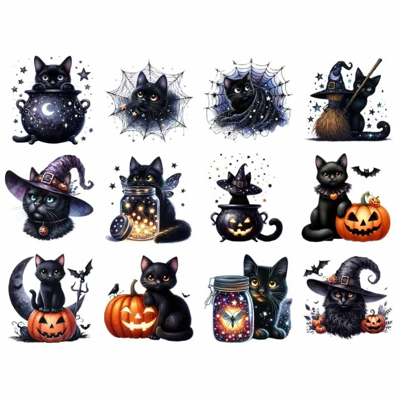Cute black Cat pumpkin Iron-on Transfer For Clothing DIY Washable T-shirts Thermal Sticker Beautiful Flowers Patches Applique
Cute black Cat pumpkin Iron-on Transfer For Clothing DIY Washable T-shirts Thermal Sticker Beautiful Flowers Patches Applique