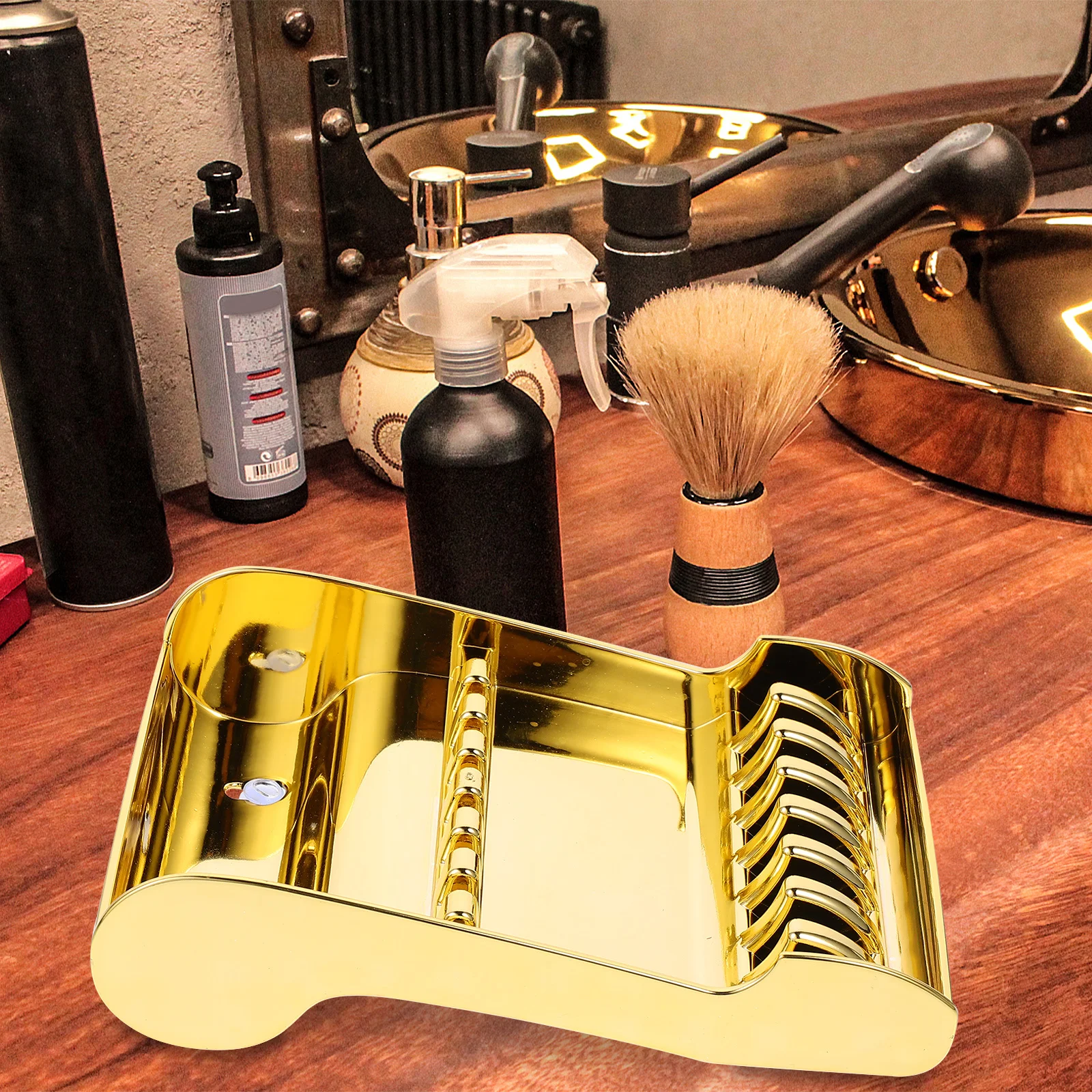 Scissors Storage Rack Gold Electroplated Multi-Slot Vacuum Suction Base Salon Tool Organizer For Hair Cutting Shears
Scissors Storage Rack Gold Electroplated Multi-Slot Vacuum Suction Base Salon Tool Organizer For Hair Cutting Shears