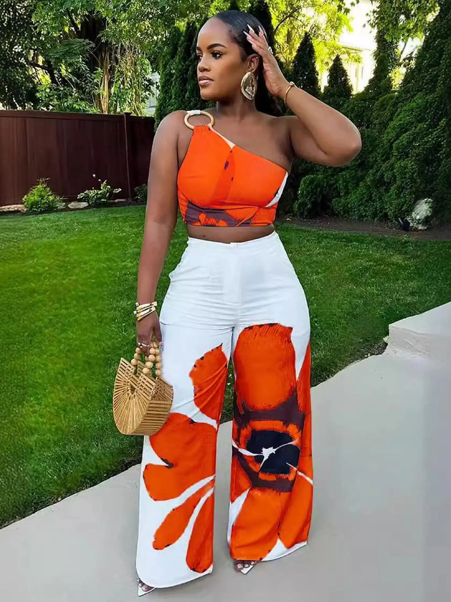 Sexy Floral Print Women Two-Piece Set High Waist Long Pants ort Top Spring Summer Faion Ensemble Plant Floral Pattern
Sexy Floral Print Women Two-Piece Set High Waist Long Pants ort Top Spring Summer Faion Ensemble Plant Floral Pattern