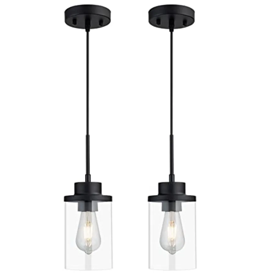 Modern Black Farmhouse Clear Glass Cylinder Pendant Light Fixture, Single Hanging Pendant Lighting for Kitchen Island, Dining R
Modern Black Farmhouse Clear Glass Cylinder Pendant Light Fixture, Single Hanging Pendant Lighting for Kitchen Island, Dining R