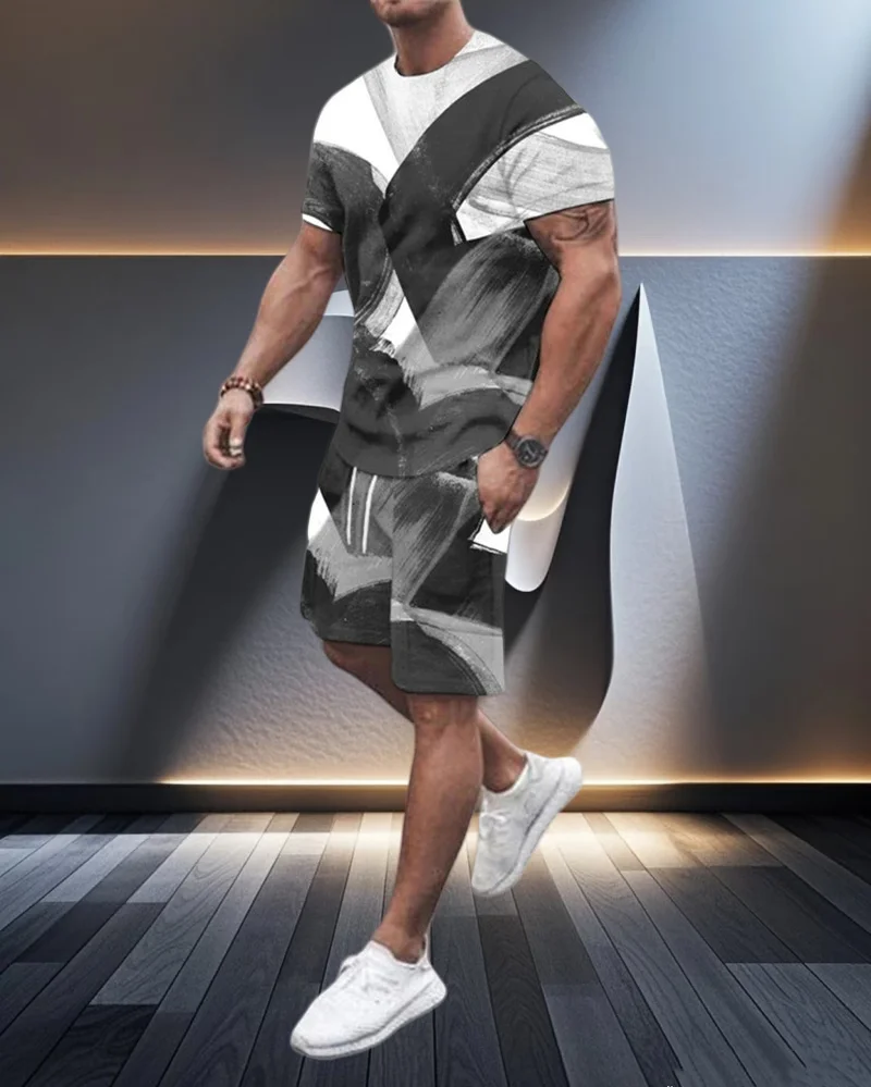 Summer Men's Fashion Short-sleeved Shorts Simple Color Pattern Printing Casual Street Adult Trend Matching Two-piece Suit
Summer Men's Fashion Short-sleeved Shorts Simple Color Pattern Printing Casual Street Adult Trend Matching Two-piece Suit