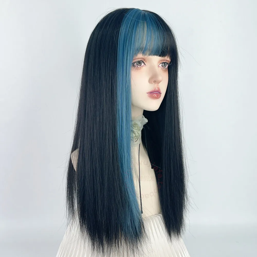 Black and blue double-color wig female full head long straight hair yin and yang head two-dimensional cos gothic halloween
Black and blue double-color wig female full head long straight hair yin and yang head two-dimensional cos gothic halloween