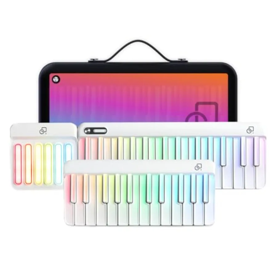 Learning portable keyboard for beginners, 59-key digital piano with rainbow LED lights, ABS plastic body, black and silver colo
Learning portable keyboard for beginners, 59-key digital piano with rainbow LED lights, ABS plastic body, black and silver colo