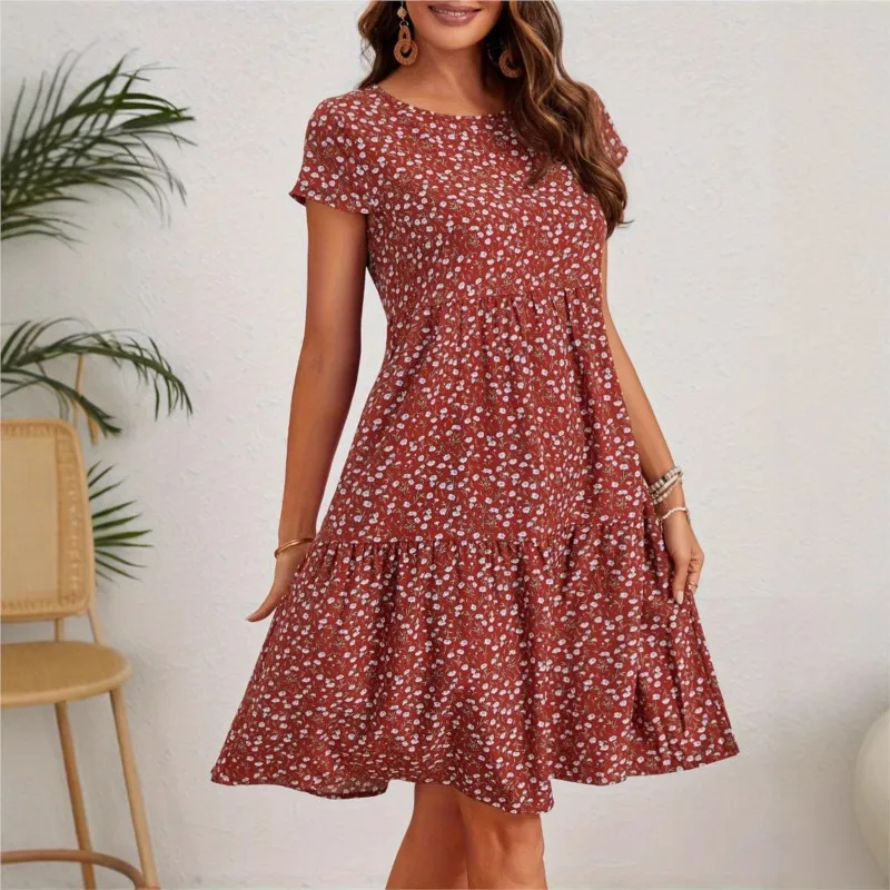 Women'S Summer Casual Printed Dress Short Sleeve Round Neck Pleated Dress Beach Vacation Sexy Camisole Floral Tunic Dresses
Women'S Summer Casual Printed Dress Short Sleeve Round Neck Pleated Dress Beach Vacation Sexy Camisole Floral Tunic Dresses