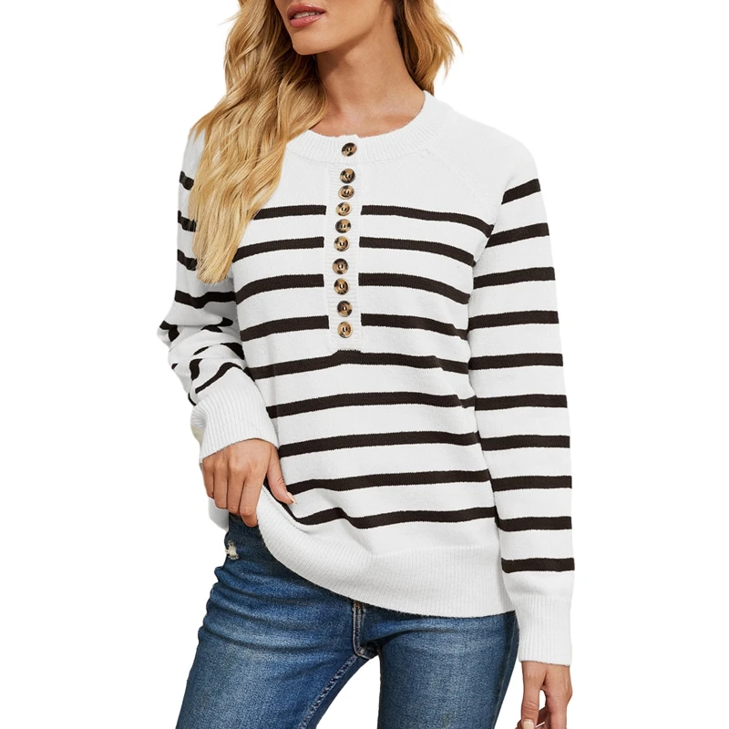 Women Cardigan Knitted Loose Crewneck Striped Contrast Colors Casual Ribbed Edges Pullover Sweater Jumpers Long Sleeves
Women Cardigan Knitted Loose Crewneck Striped Contrast Colors Casual Ribbed Edges Pullover Sweater Jumpers Long Sleeves
