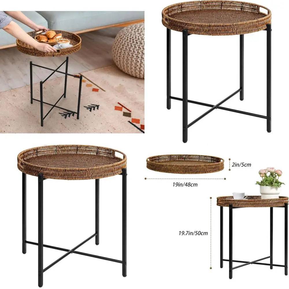 Compact Round Wicker Side Table, 19 Diameter, Suitable for Indoor and Outdoor Use, Ideal for Living Room, Bedroom, or Office
Compact Round Wicker Side Table, 19 Diameter, Suitable for Indoor and Outdoor Use, Ideal for Living Room, Bedroom, or Office