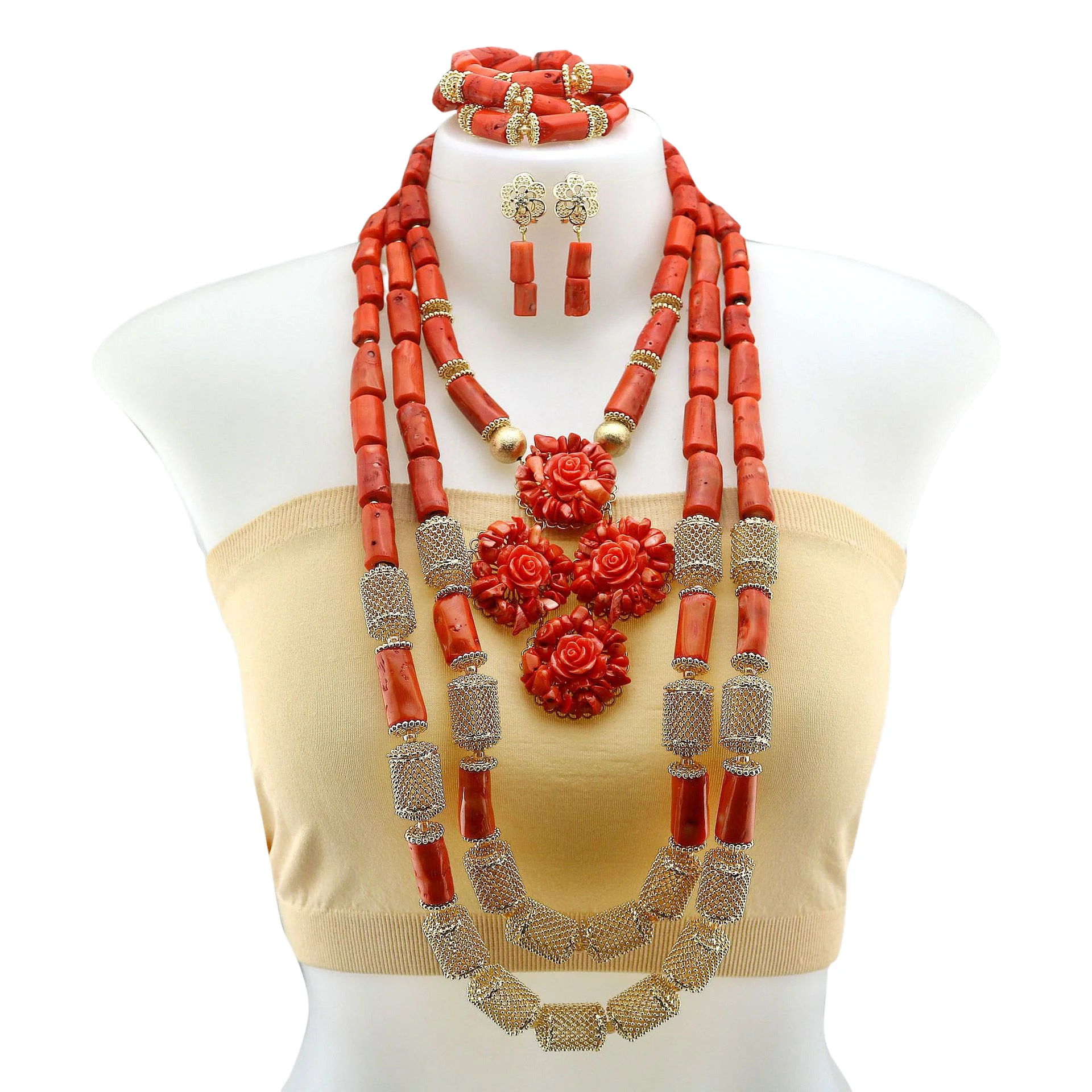 New Fashionable Natural Coral African Wedding Bride Necklace Earrings Bracelet Nature Coral Jewelry Sets Accessory Party Gift
New Fashionable Natural Coral African Wedding Bride Necklace Earrings Bracelet Nature Coral Jewelry Sets Accessory Party Gift