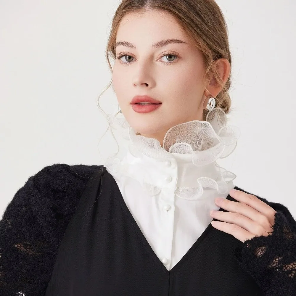 Clothes Accessory Ruffles Fake Collar Stand Shoulder Removable Neck Shawl Wrap Elegant Detachable Neck Decoration Women
Clothes Accessory Ruffles Fake Collar Stand Shoulder Removable Neck Shawl Wrap Elegant Detachable Neck Decoration Women