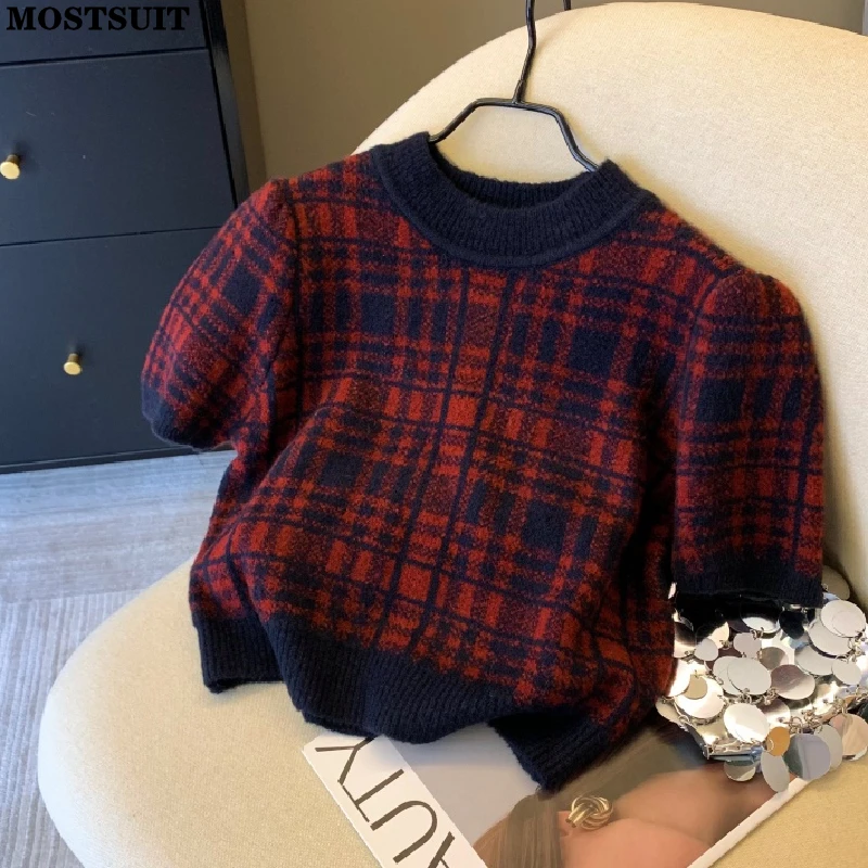 Vintage Women Sweater Pullover 2025 Autumn Short Sleeve O-neck Tops Knitwear Elegant Fashion Stylish Plaid Knitted Jumpers Tees
Vintage Women Sweater Pullover 2025 Autumn Short Sleeve O-neck Tops Knitwear Elegant Fashion Stylish Plaid Knitted Jumpers Tees