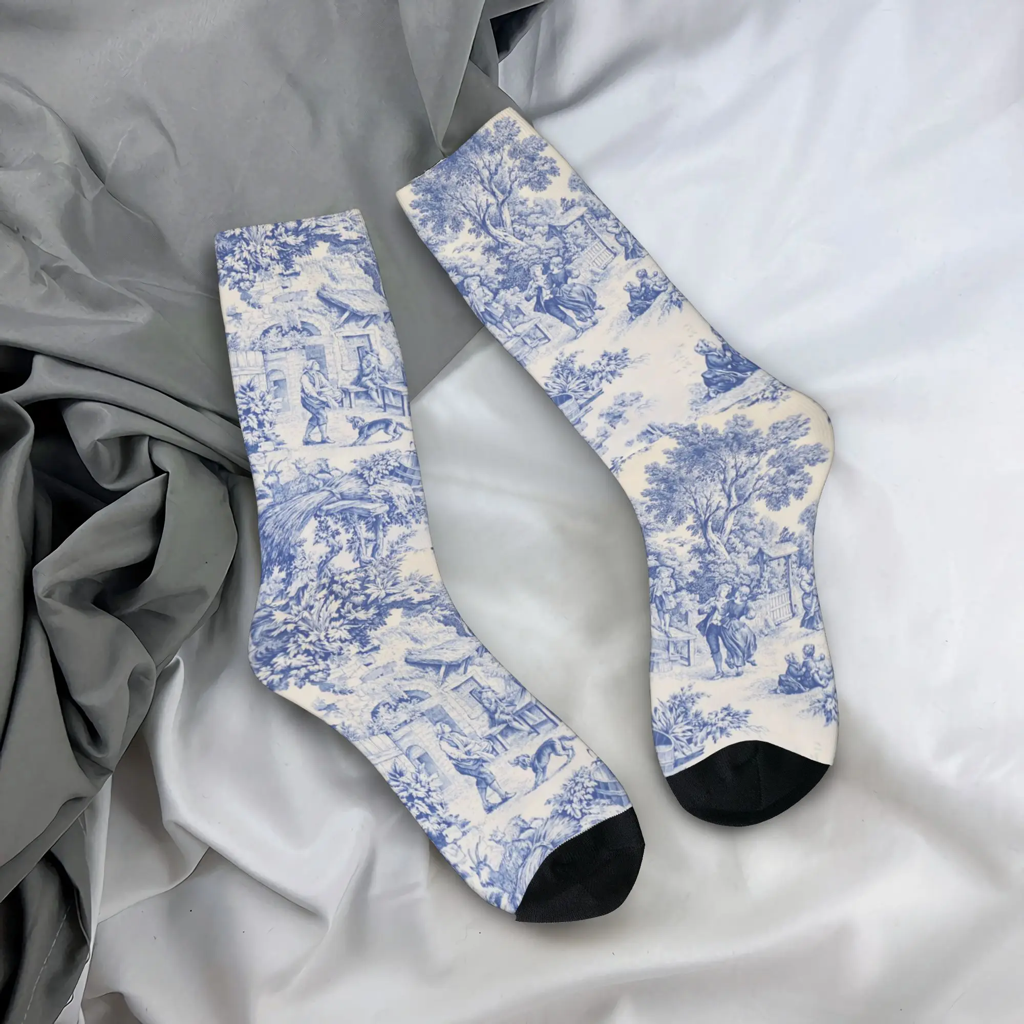 Custom Vintage Classic French Toile De Jouy Navy Blue Motif Pattern Dress Socks Mens Womens Warm Funny Novelty Crew Socks
Custom Vintage Classic French Toile De Jouy Navy Blue Motif Pattern Dress Socks Mens Womens Warm Funny Novelty Crew Socks