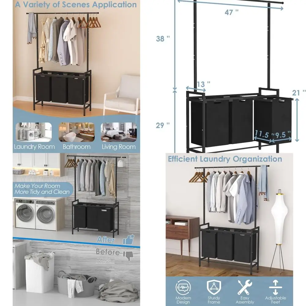 Отдельностоящая корзина для белья с подвесной стойкой и сортировщиком на 10 пакетов, черная
Отдельностоящая корзина для белья с подвесной стойкой и сортировщиком на 10 пакетов, черная