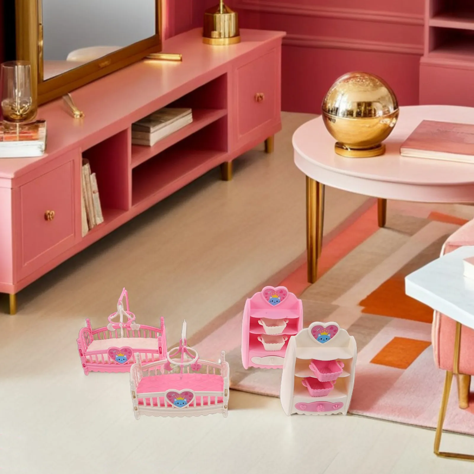 4Pcs Mini Dollhouse Furniture Set Cradle and Cabinet for Nursery Room Fine Detail Role Play Friendly Easy Clean Resilient
4Pcs Mini Dollhouse Furniture Set Cradle and Cabinet for Nursery Room Fine Detail Role Play Friendly Easy Clean Resilient