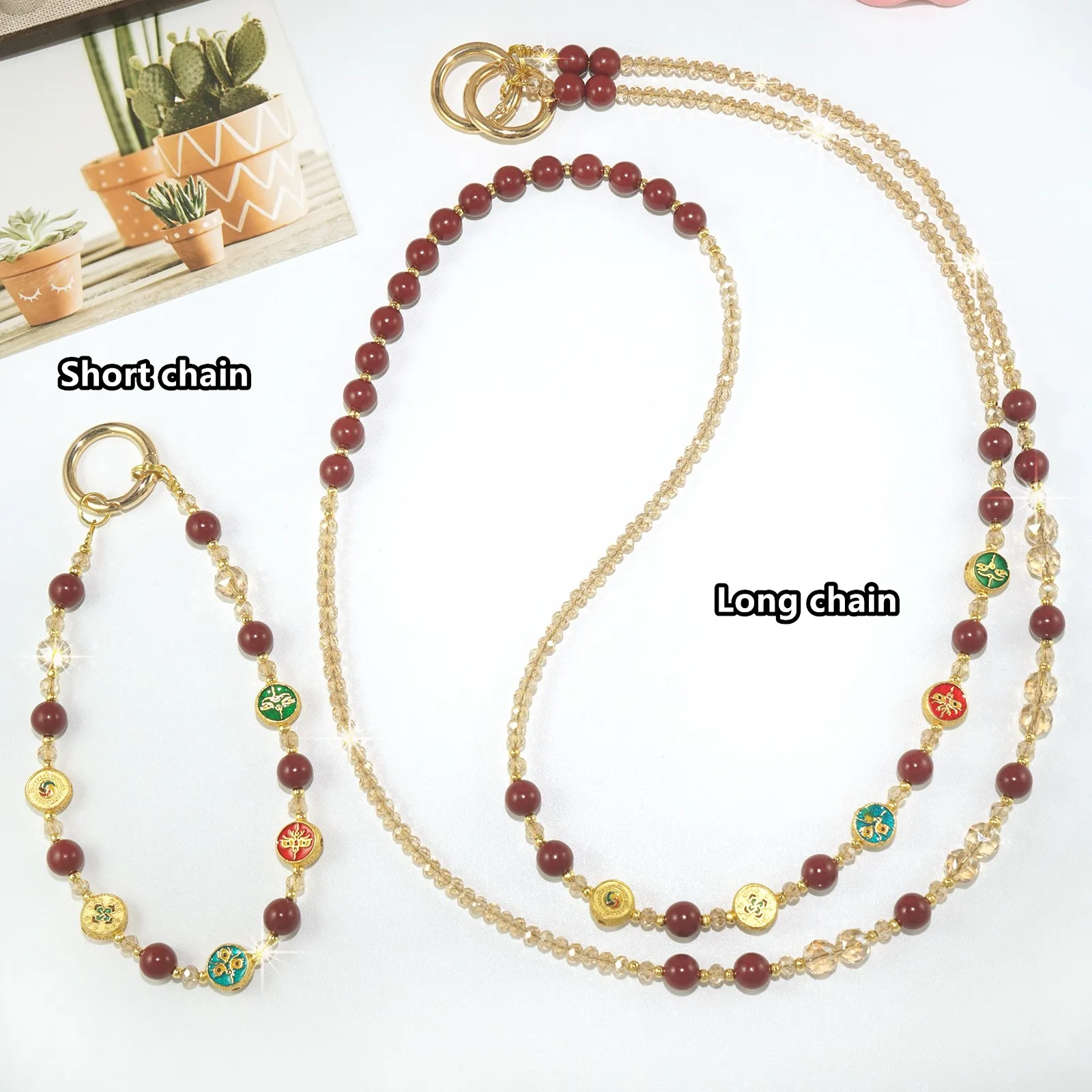 Mobile phone lanyard cinnabar crystal diagonal span long chain bag ornament wrist short lanyard durable and anti loss ornament
Mobile phone lanyard cinnabar crystal diagonal span long chain bag ornament wrist short lanyard durable and anti loss ornament