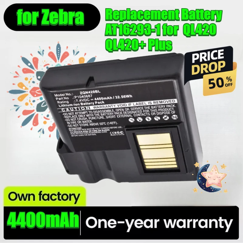 4400mAh New Replacement Battery AT16293-1 for Zebra QL420 QL420+ Plus Powerful Rechargeable Batteries High Capacity
4400mAh New Replacement Battery AT16293-1 for Zebra QL420 QL420+ Plus Powerful Rechargeable Batteries High Capacity