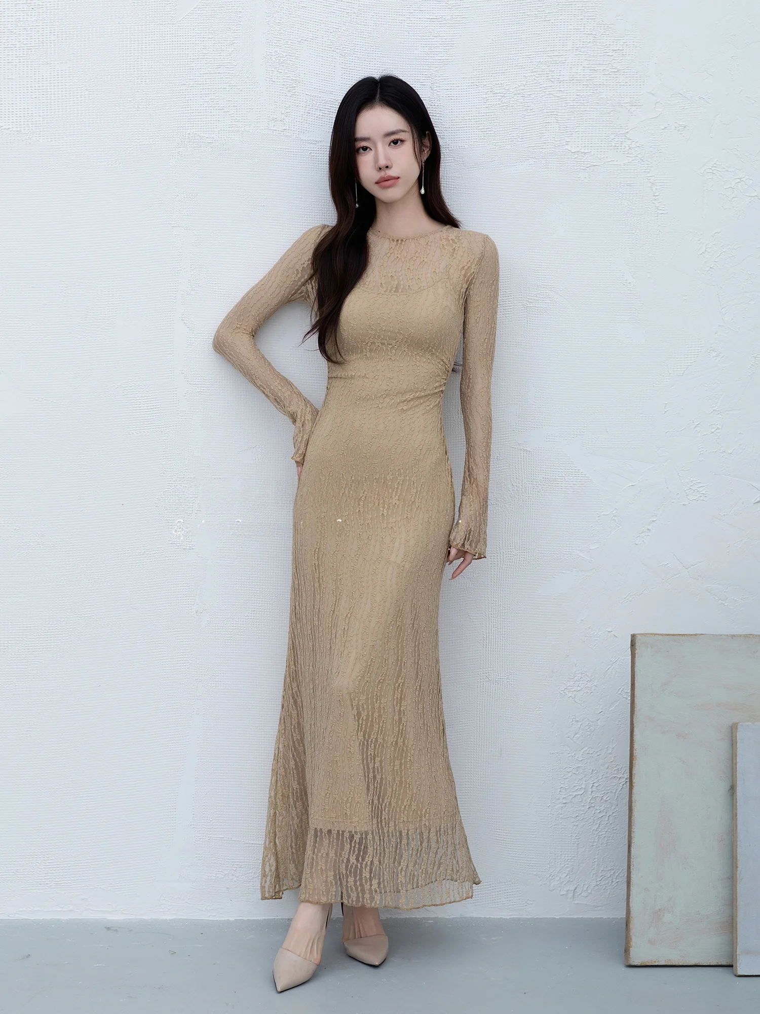 Elegant Knitted Lace Sensation Slim Fit Dress with Water Sleeve by TOUCHIN HAUTE Romantic Luxury Fashionable Ladies Dress
Elegant Knitted Lace Sensation Slim Fit Dress with Water Sleeve by TOUCHIN HAUTE Romantic Luxury Fashionable Ladies Dress