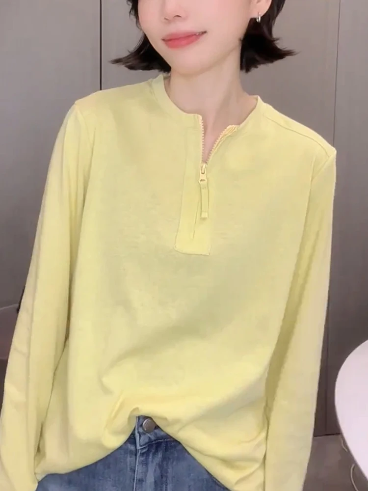 Spring 2025 New Korean Sle Faionable Simple Design round Ne f Zip Pure Color Top Slimming Effect Casual Comfortable
Spring 2025 New Korean Sle Faionable Simple Design round Ne f Zip Pure Color Top Slimming Effect Casual Comfortable