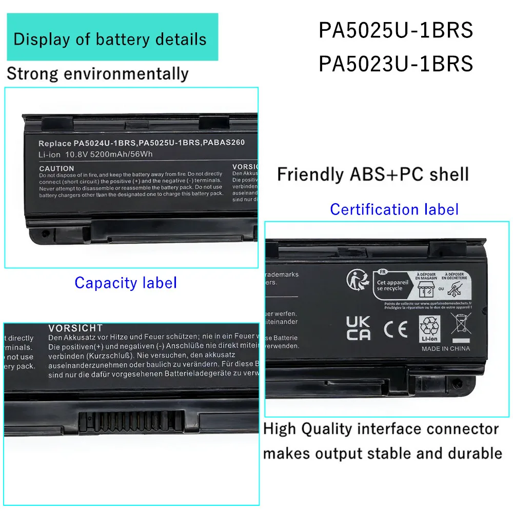 PA5025U Laptop Battery For Toshiba C870 C800 C805 C845 C855 C855D C875 C855 C850 PA5024U-1BRS PA5025U-1BRS PA5023U-1BRS
PA5025U Laptop Battery For Toshiba C870 C800 C805 C845 C855 C855D C875 C855 C850 PA5024U-1BRS PA5025U-1BRS PA5023U-1BRS