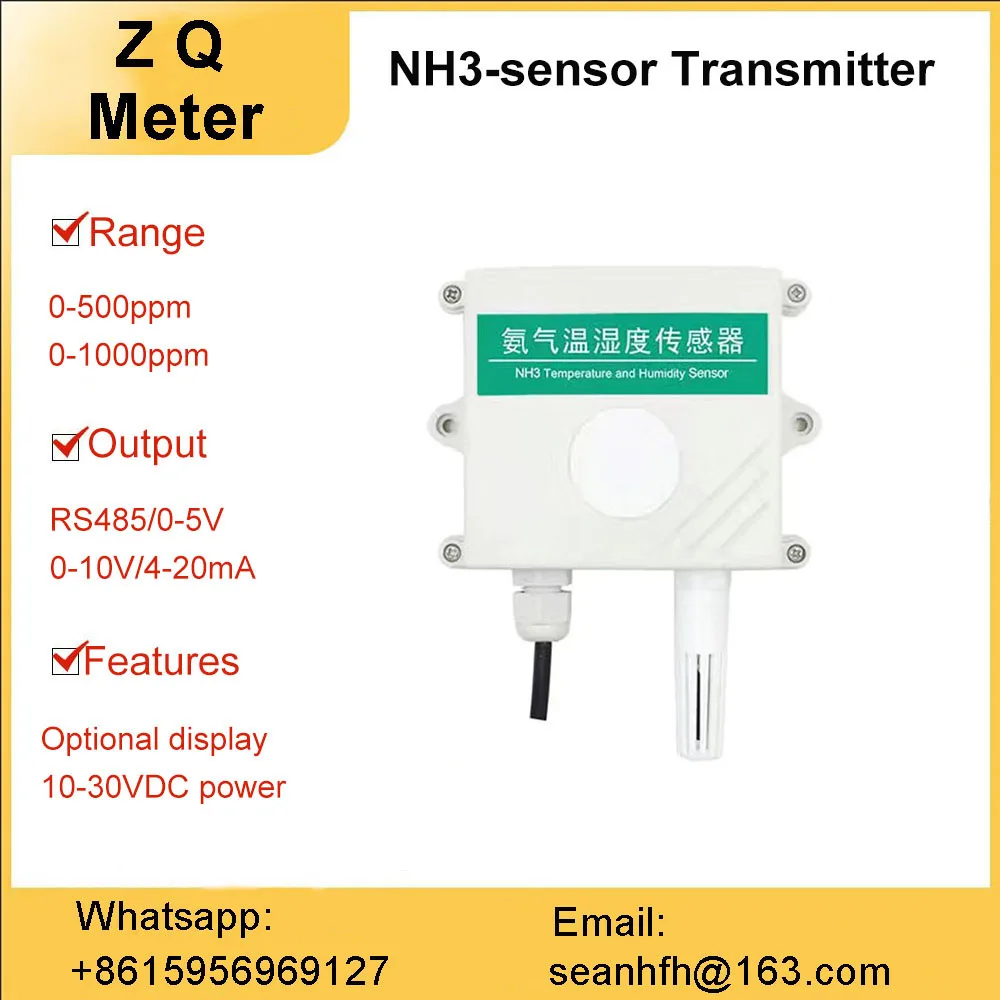 Ammonia sensor high-precision industrial breeding alarm RS485 analog output nh3-gas concentration detector 0-5V 0-10V output
Ammonia sensor high-precision industrial breeding alarm RS485 analog output nh3-gas concentration detector 0-5V 0-10V output