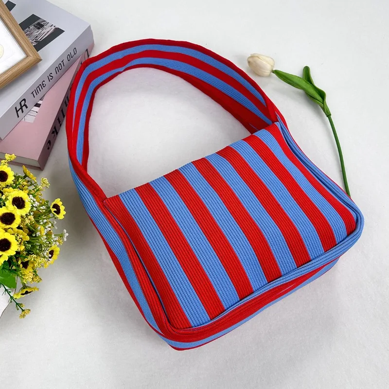 Casual Striped Knitted Square Handbag Versatile Small Woven Crochet Women's Striped Beach Clutch Bag Daily Use Bolsa Feminina
Casual Striped Knitted Square Handbag Versatile Small Woven Crochet Women's Striped Beach Clutch Bag Daily Use Bolsa Feminina
