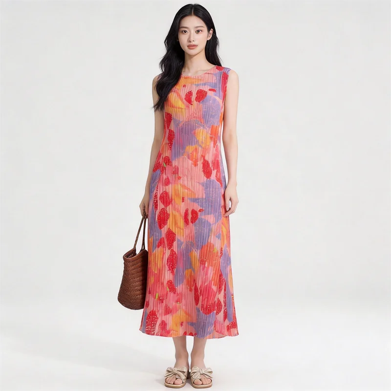 Miyake Pleated Women's Casual Dress 2026 New Japanese Design Fashion Printed Round Neck Sleeveless Vest Dress
Miyake Pleated Women's Casual Dress 2026 New Japanese Design Fashion Printed Round Neck Sleeveless Vest Dress