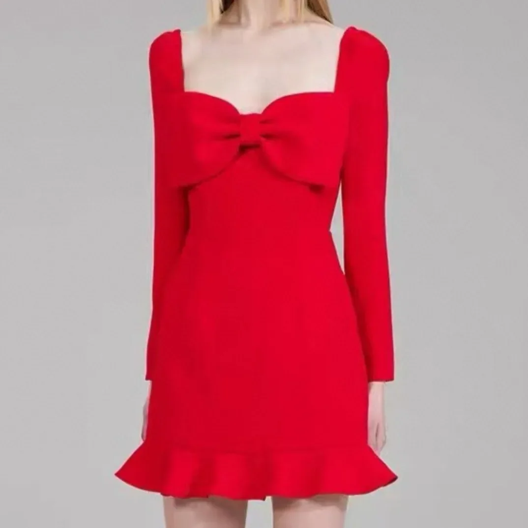 2024 New Wedding Party Sweet Slim Fit Red Long Sleeve Bow Mermaid Mini Dress for Women
2024 New Wedding Party Sweet Slim Fit Red Long Sleeve Bow Mermaid Mini Dress for Women