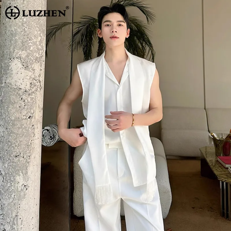 LUZHEN 2025 Summer Original Tassel Ribbon Decorate Sleeveless Shirts Men's Fashion Elegant Solid Color Male Casual Tops JY1330
LUZHEN 2025 Summer Original Tassel Ribbon Decorate Sleeveless Shirts Men's Fashion Elegant Solid Color Male Casual Tops JY1330