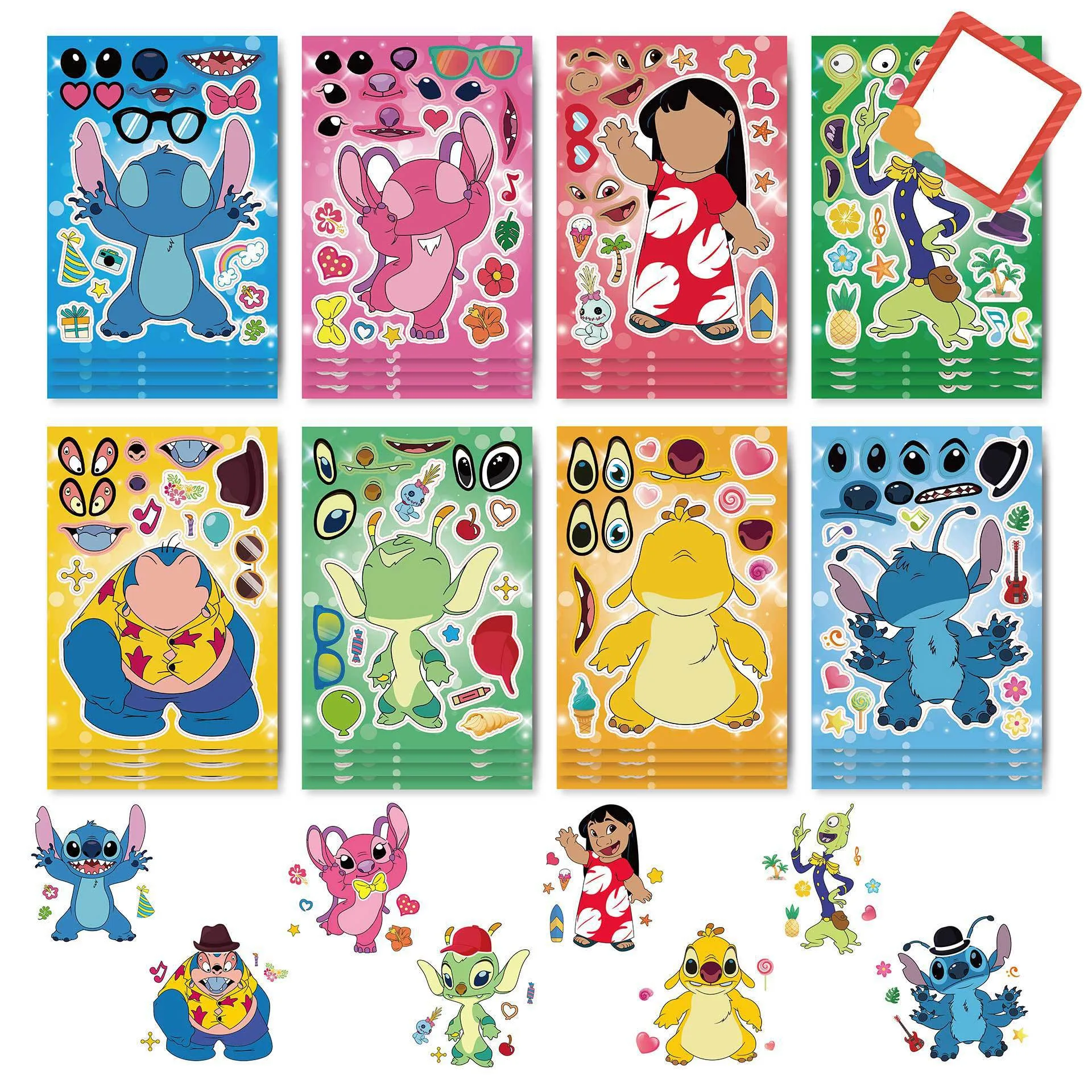 16Sheets Cartoon Lilo&Stitch Make A Face Puzzle Stickers Kids Make Your Own Interactive DIY Game Children Education Stickers Toy
16Sheets Cartoon Lilo&Stitch Make A Face Puzzle Stickers Kids Make Your Own Interactive DIY Game Children Education Stickers Toy