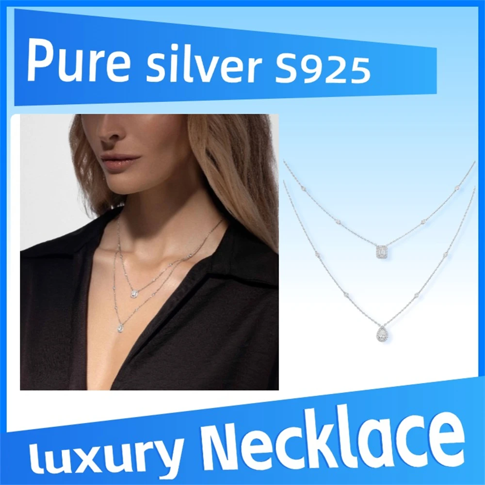 Pure 925 Sterling Silver My Twin Double ring necklace Elegant and charming design high quality women's accessories
Pure 925 Sterling Silver My Twin Double ring necklace Elegant and charming design high quality women's accessories