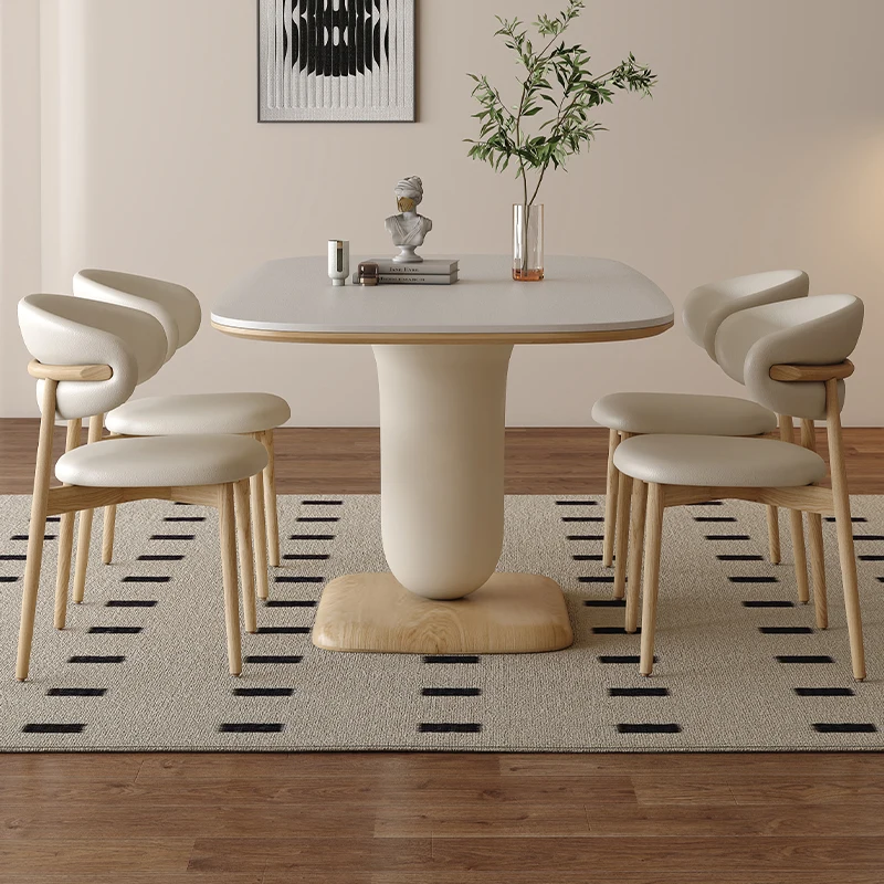 French cream style solid wood rock slab dining table modern simple paint dining table and chair combination retro style fashi
French cream style solid wood rock slab dining table modern simple paint dining table and chair combination retro style fashi