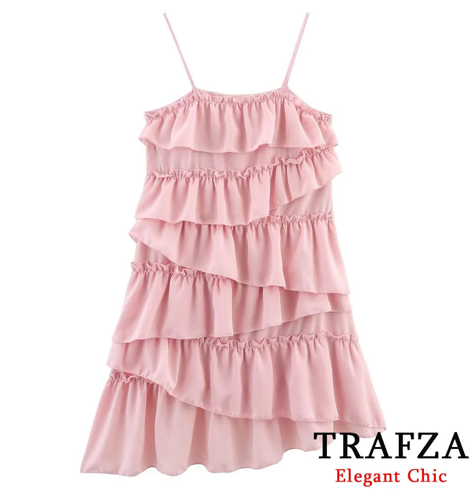 TRAFZA Women Sexy Halter Short Dress Pink Ruffle Edge Pendant Dress 2025 New Summer Fashion Sweet Romantic Holiday Dress
TRAFZA Women Sexy Halter Short Dress Pink Ruffle Edge Pendant Dress 2025 New Summer Fashion Sweet Romantic Holiday Dress