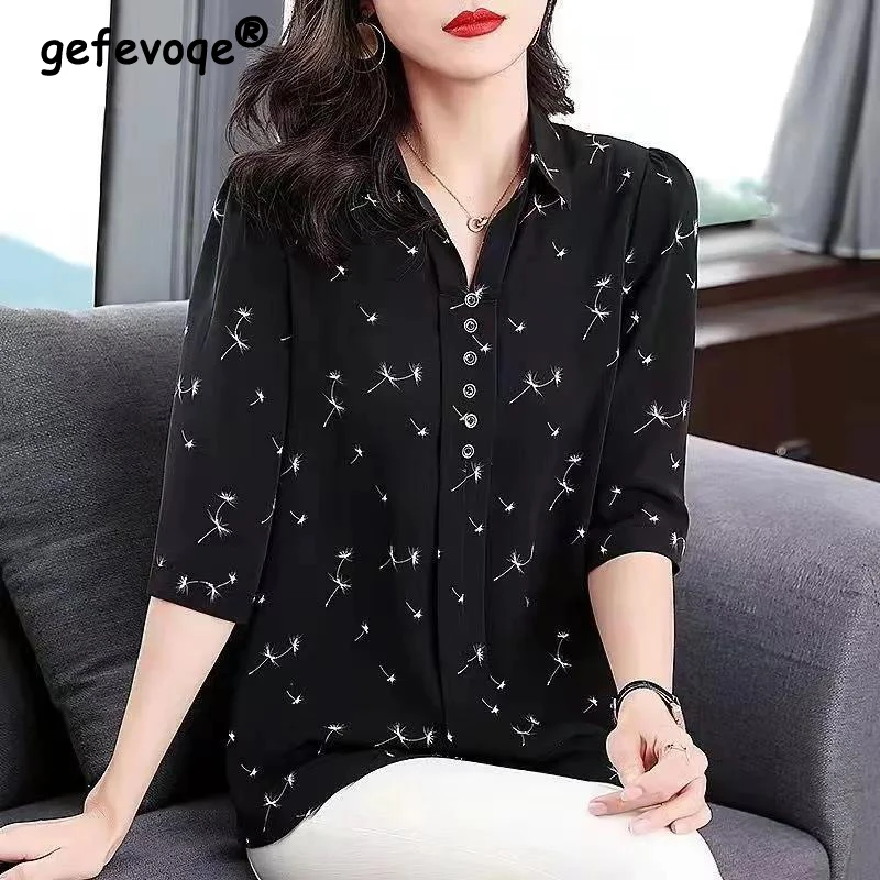 2023 Summer Oversized Printed Casual Fashion Blouse Female Polo-neck Half Sleeve Loose All-match Draped Shirt Top Women Pullover
2023 Summer Oversized Printed Casual Fashion Blouse Female Polo-neck Half Sleeve Loose All-match Draped Shirt Top Women Pullover