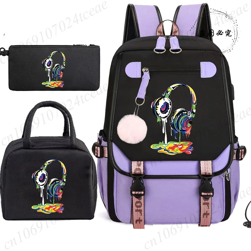 Women Student Schoolbag Game Headphone Printed School Backpack Zipper Teens Girl Casual Bagpack Bag with Pen Lunch Bags 3pcs/set
Women Student Schoolbag Game Headphone Printed School Backpack Zipper Teens Girl Casual Bagpack Bag with Pen Lunch Bags 3pcs/set