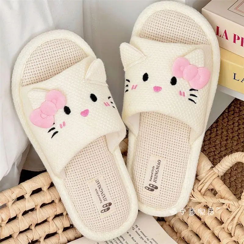 Новые милые домашние тапочки Hello Kitty, всесезонные, универсальные, из хлопка и льна, обувь для девочек
Новые милые домашние тапочки Hello Kitty, всесезонные, универсальные, из хлопка и льна, обувь для девочек
