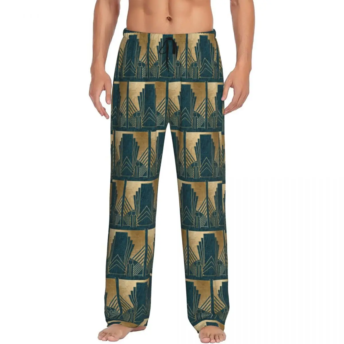 Custom Art Deco Glamour - Teal And Gold Pajama Pants Men Sleepwear Sleep Lounge Bottoms with Pockets
Custom Art Deco Glamour - Teal And Gold Pajama Pants Men Sleepwear Sleep Lounge Bottoms with Pockets