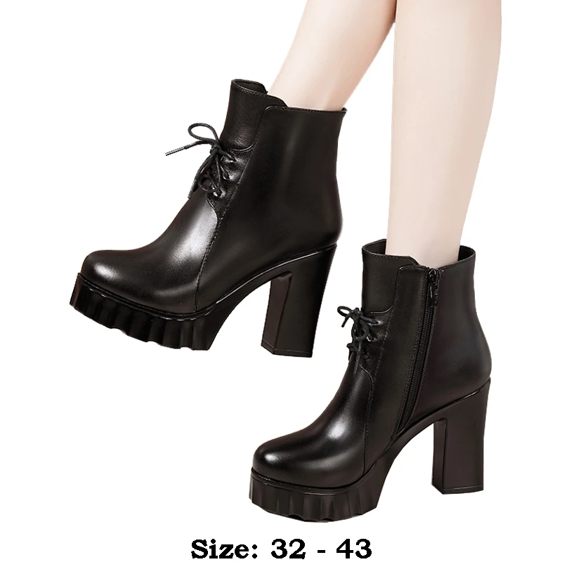 High quality short ankle leather boots for women 10cm high heel platform new 2024 autumn winter 32 33 43 fashion shoe black
High quality short ankle leather boots for women 10cm high heel platform new 2024 autumn winter 32 33 43 fashion shoe black