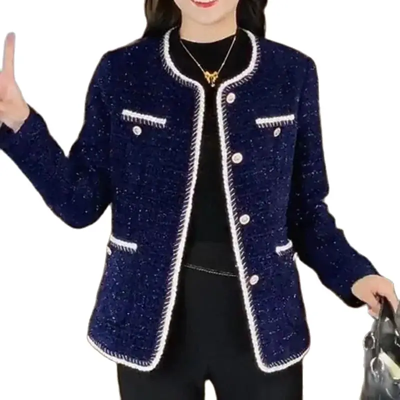 High-End New Fashion Joker Short Coat Temperament Short Woolen Ladies Coats Round Collar Spring Autumn Jacket Mother Outfit
High-End New Fashion Joker Short Coat Temperament Short Woolen Ladies Coats Round Collar Spring Autumn Jacket Mother Outfit