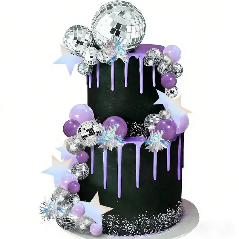 Mirror Balls Cake Decorations With Silver Stars Cake Topper For Party Saturday Night Supplies
Mirror Balls Cake Decorations With Silver Stars Cake Topper For Party Saturday Night Supplies
