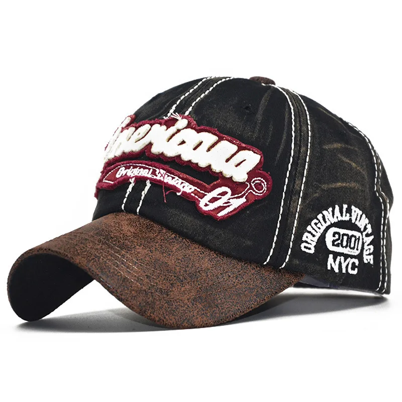 Spliced Baseball Cap Snapback Hat PU Washed Cotton D Embroidery American Sun Hat Dad Hat
Spliced Baseball Cap Snapback Hat PU Washed Cotton D Embroidery American Sun Hat Dad Hat
