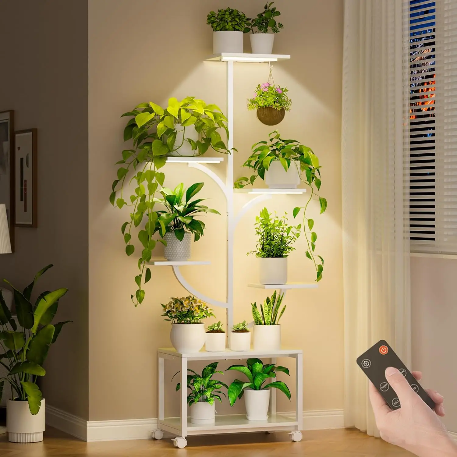 60" Tall 7-Tier Corner Plant Stand with Grow Lights, Metal Tree-Shaped Display Rack for Indoor Plants - White
60" Tall 7-Tier Corner Plant Stand with Grow Lights, Metal Tree-Shaped Display Rack for Indoor Plants - White
