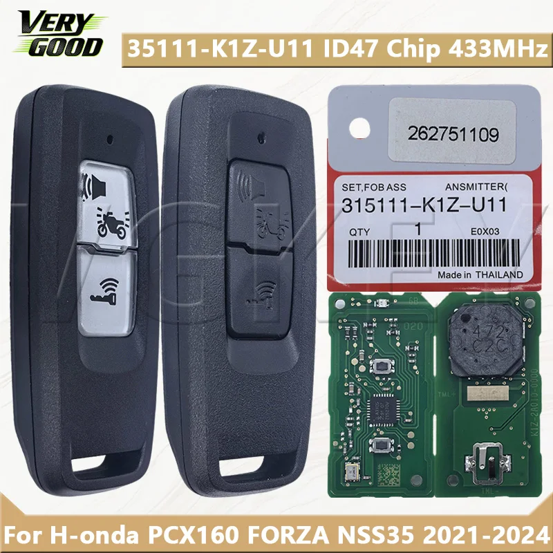 VG 35111-K1Z-U11 ID47 Chip 433MHz FSK For H-onda PCX160 FORZA NSS35 2021-2024 Motorcycle smart key
VG 35111-K1Z-U11 ID47 Chip 433MHz FSK For H-onda PCX160 FORZA NSS35 2021-2024 Motorcycle smart key