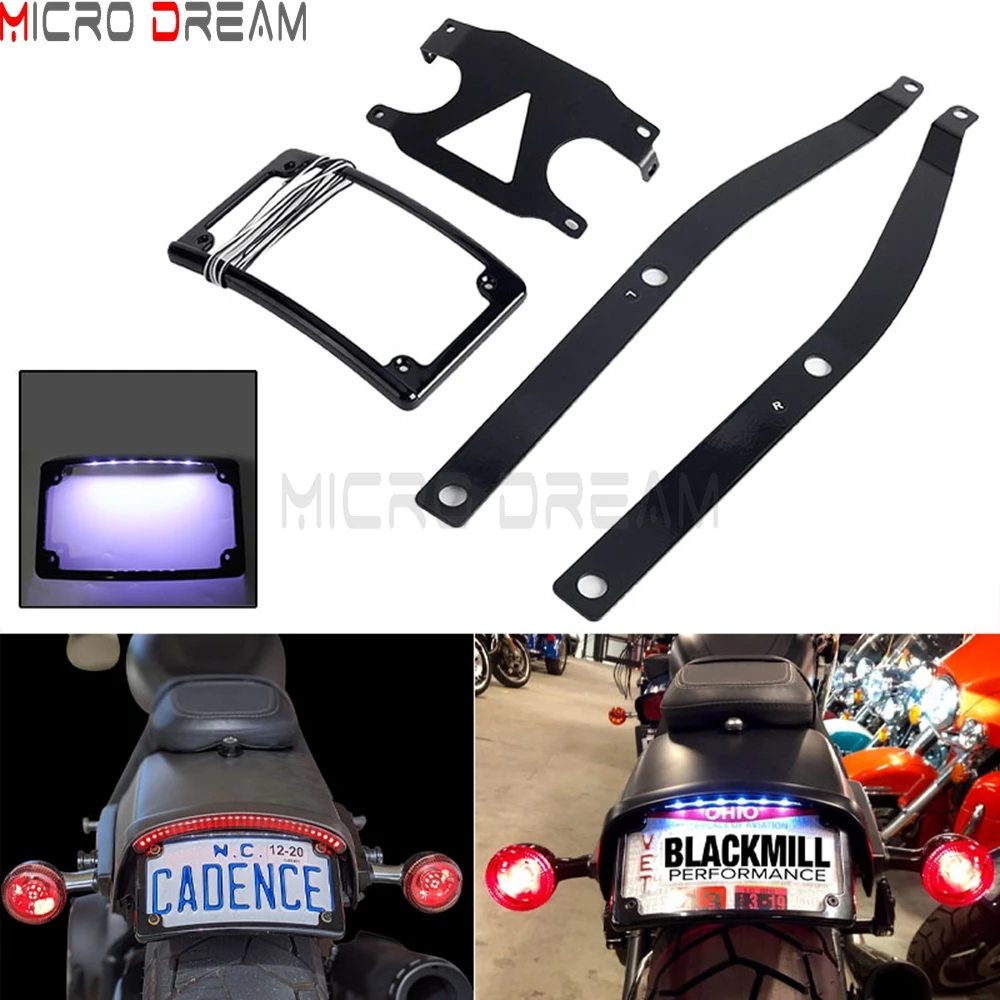 Motorcycle Curved License Plate Mount Relocation Bracket For Harley Softail Fat Bob FXFB FXFBS Rear License Plate Light 2018-24
Motorcycle Curved License Plate Mount Relocation Bracket For Harley Softail Fat Bob FXFB FXFBS Rear License Plate Light 2018-24