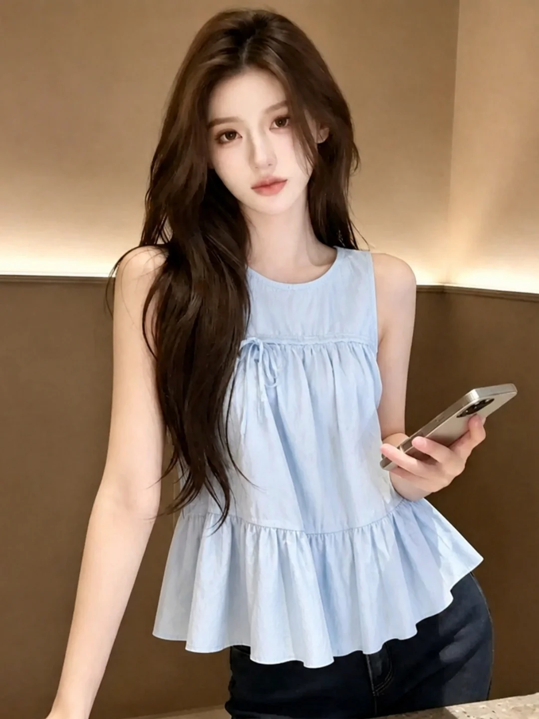 Fashionable Sweet Girl Style Color Sleeveless Hem Vest Summer round Neck Overhead Shirt Korean Loose Fit Skin-friendly ...
Fashionable Sweet Girl Style Color Sleeveless Hem Vest Summer round Neck Overhead Shirt Korean Loose Fit Skin-friendly ...