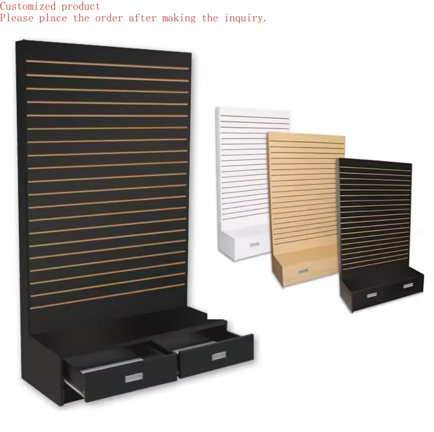 Custom.Custom L-Shaped Melamine Slatwall Stands Display Shelf Slatwall Wall Units for Retail, Cloth Shop 
Custom.Custom L-Shaped Melamine Slatwall Stands Display Shelf Slatwall Wall Units for Retail, Cloth Shop